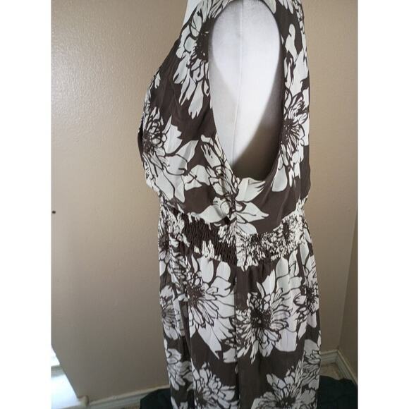 Lane Bryant Dress Brown Floral Wrap Top Sheer Over Lining Sz 16 Sleeveless Flowy - Picture 7 of 10